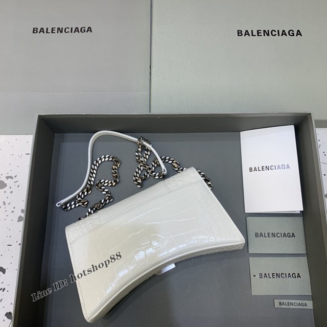 Balenciaga專櫃爆款鱷魚紋鏈條包女士肩背包 巴黎世家沙漏鏈條斜挎包 fyj1886